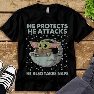 Baby Yoda Star Wars The Mandalorian He Also Takes Naps T-Shirt Unisex Adult